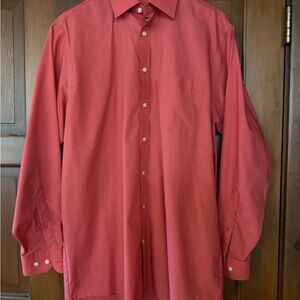 Stafford Men's Coral-Red Long Sleeve Dress Shirt